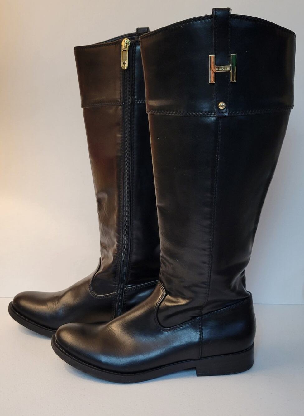 Tommy Hilfiger Shyenne Women's 7.5M Riding Equestrian Boots Mid-Calf Black
